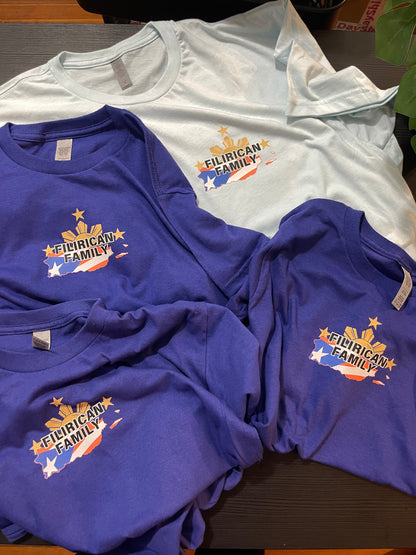 FILIRICAN FAMILY 3stars+sun flags Tee | center chest pocket size + Back print |Youth/Kid Size