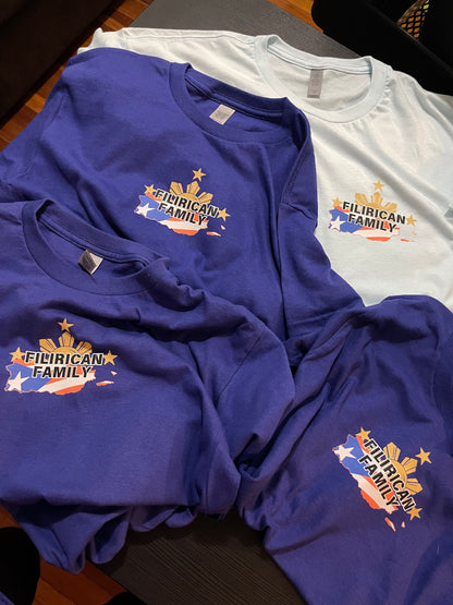 FILIRICAN FAMILY 3stars+sun flags Tee | center chest pocket size + Back print |Youth/Kid Size