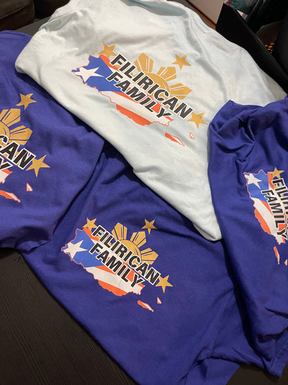 FILIRICAN FAMILY 3stars+sun flags Tee | center chest pocket size + Back print |Youth/Kid Size