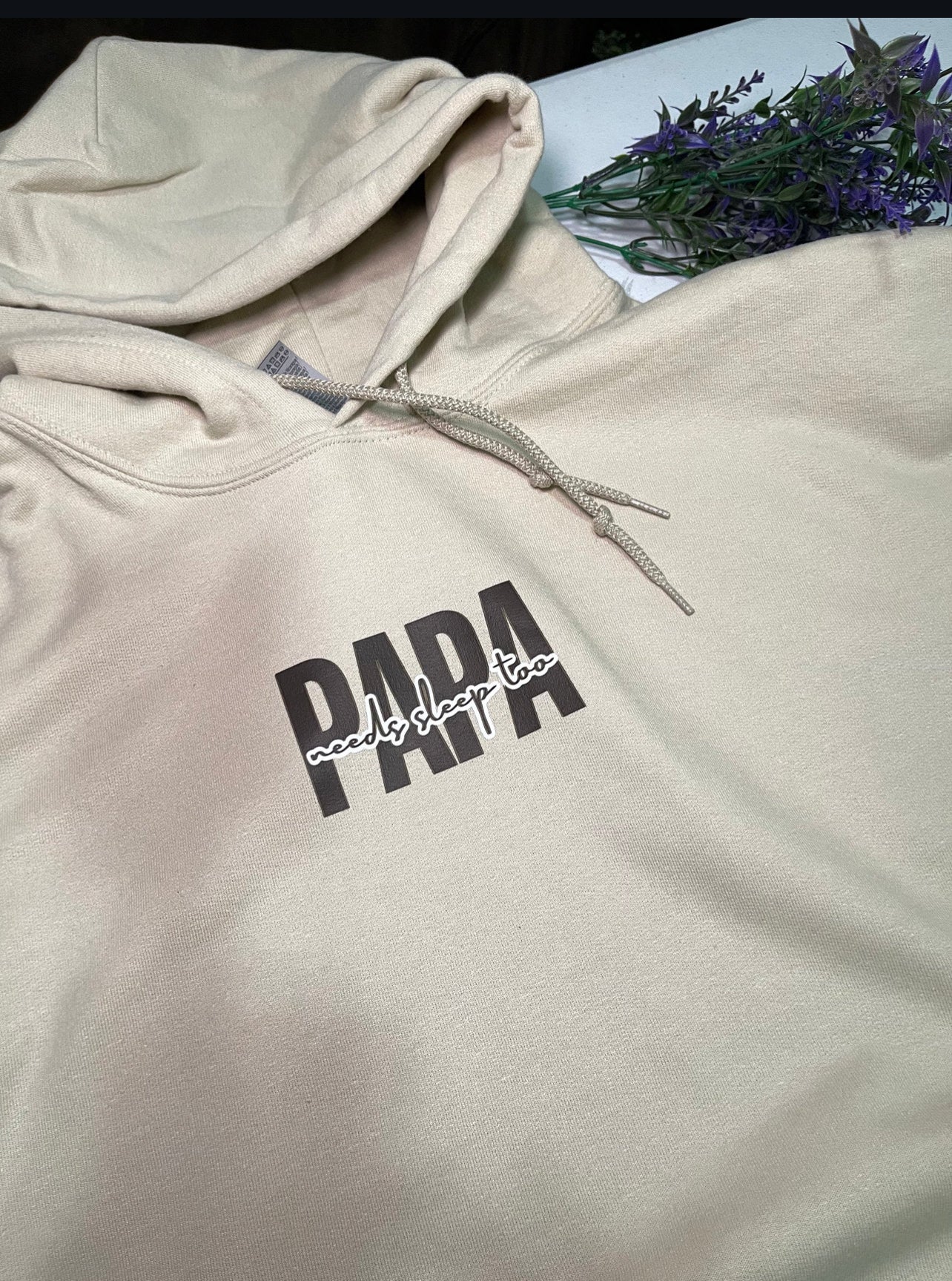 papa needs sleep too hoodie | pocket center chest | Black Print | Unisex size