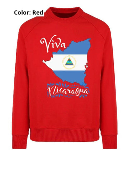 Viva Nicaragua Map Sweatshirt | Full Chest Print | Adult Unisex size