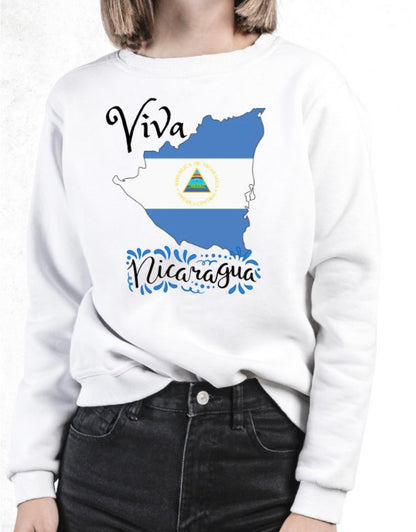 Viva Nicaragua Map Sweatshirt | Full Chest Print | Adult Unisex size