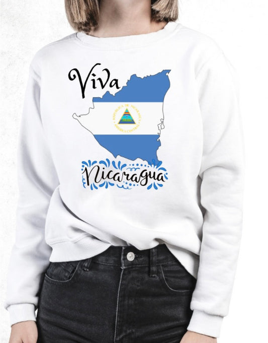 Viva Nicaragua Map Sweatshirt | Full Chest Print | Adult Unisex size