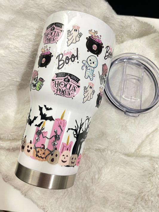 Hocus Pocus Hey Boo-  Insulated Tumbler with Lid | Hot/Cold | 30fl oz | White