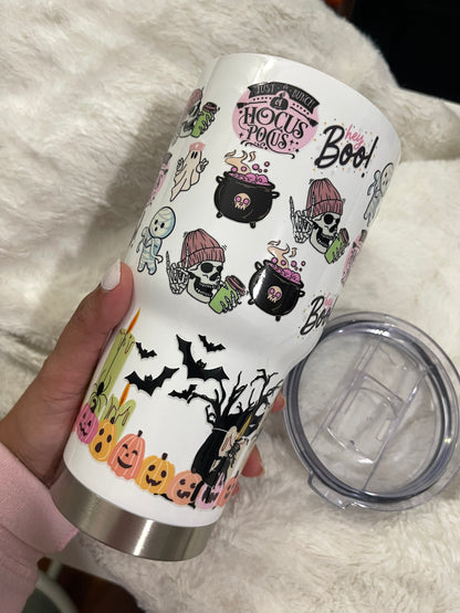 Hocus Pocus Hey Boo-  Insulated Tumbler with Lid | Hot/Cold | 30fl oz | White