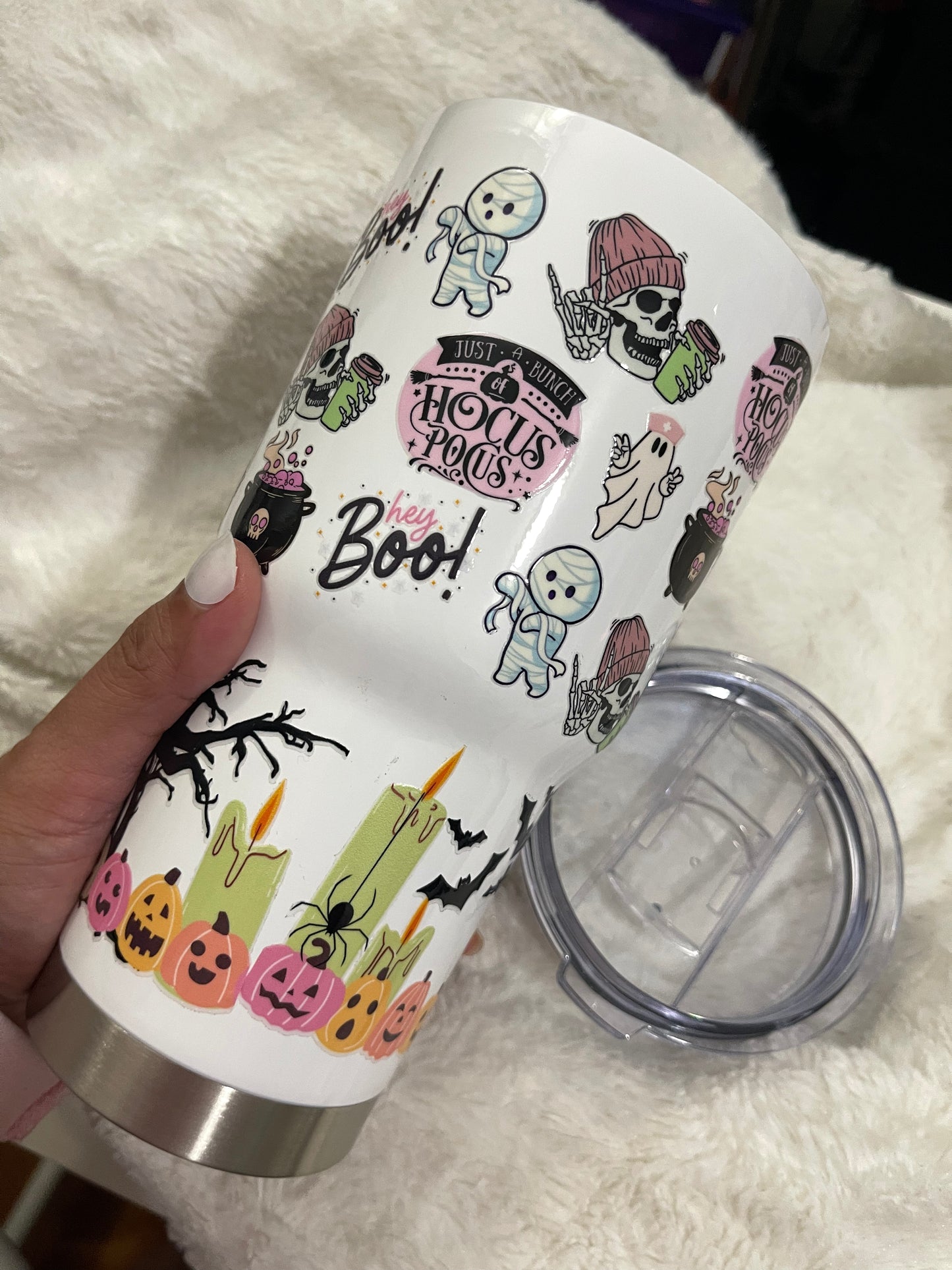Hocus Pocus Hey Boo-  Insulated Tumbler with Lid | Hot/Cold | 30fl oz | White