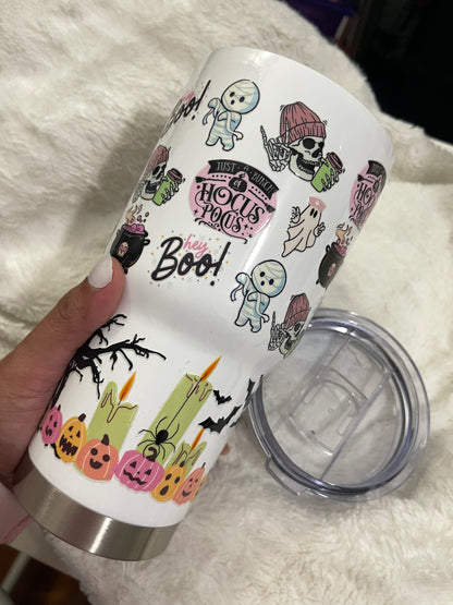 Hocus Pocus Hey Boo-  Insulated Tumbler with Lid | Hot/Cold | 30fl oz | White