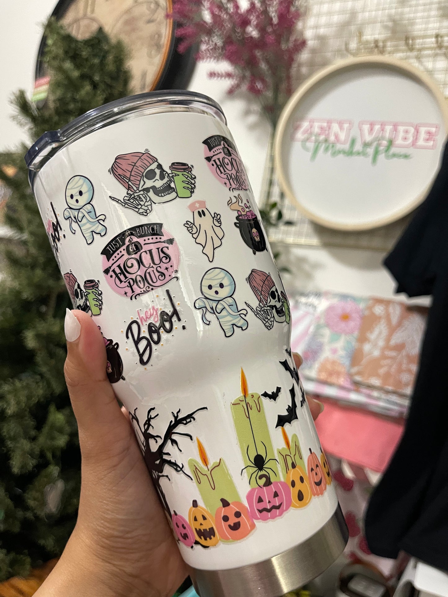Hocus Pocus Hey Boo-  Insulated Tumbler with Lid | Hot/Cold | 30fl oz | White