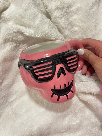 Pink Groovy Skull mug | Black | Stoneware | 14.8 fl oz | Limited Edition