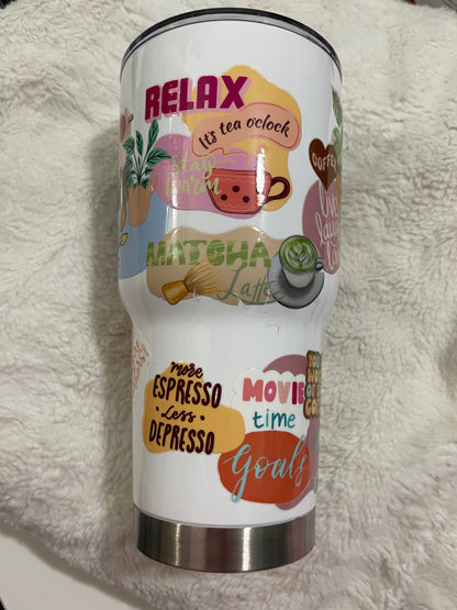 Warm+Cozy Fall Daily Reminder Insulated Tumbler with Lid | Hot/Cold | 30fl oz | White