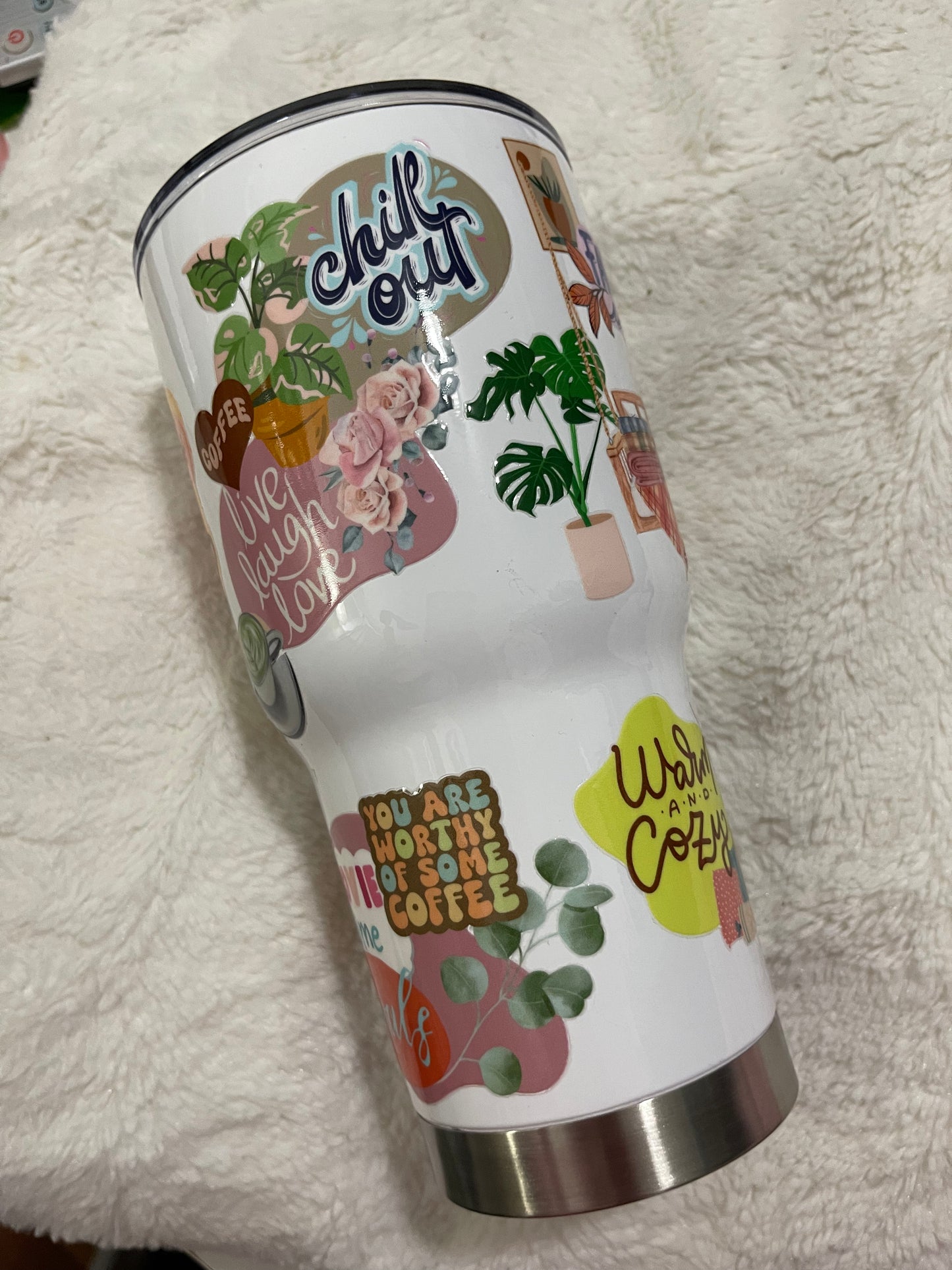 Warm+Cozy Fall Daily Reminder Insulated Tumbler with Lid | Hot/Cold | 30fl oz | White
