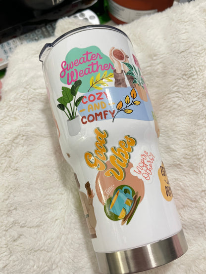 Warm+Cozy Fall Daily Reminder Insulated Tumbler with Lid | Hot/Cold | 30fl oz | White