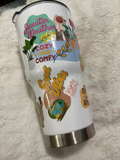 Warm+Cozy Fall Daily Reminder Insulated Tumbler with Lid | Hot/Cold | 30fl oz | White