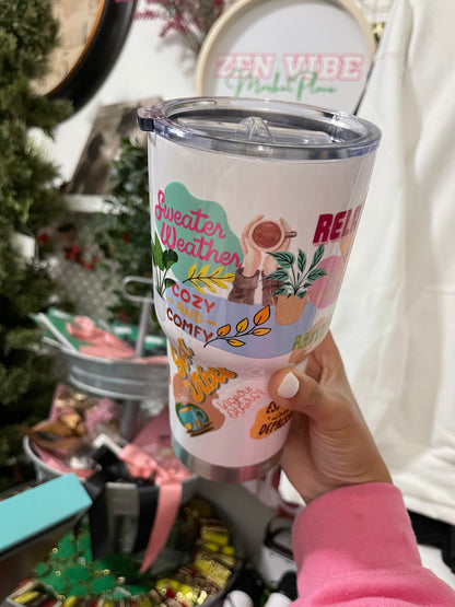 Warm+Cozy Fall Daily Reminder Insulated Tumbler with Lid | Hot/Cold | 30fl oz | White