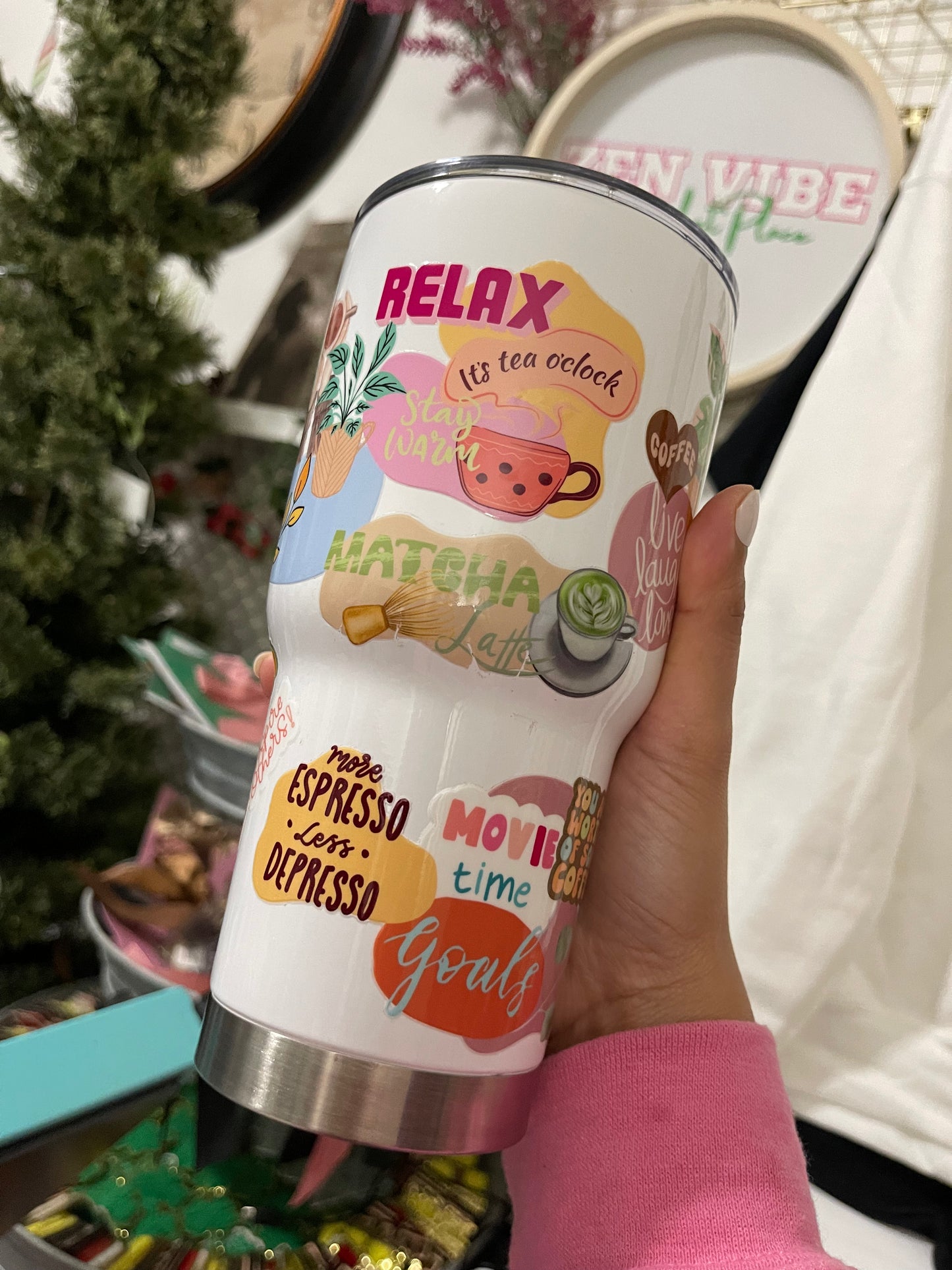 Warm+Cozy Fall Daily Reminder Insulated Tumbler with Lid | Hot/Cold | 30fl oz | White