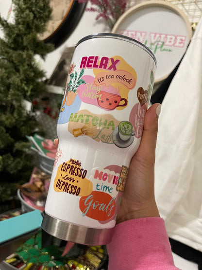 Warm+Cozy Fall Daily Reminder Insulated Tumbler with Lid | Hot/Cold | 30fl oz | White
