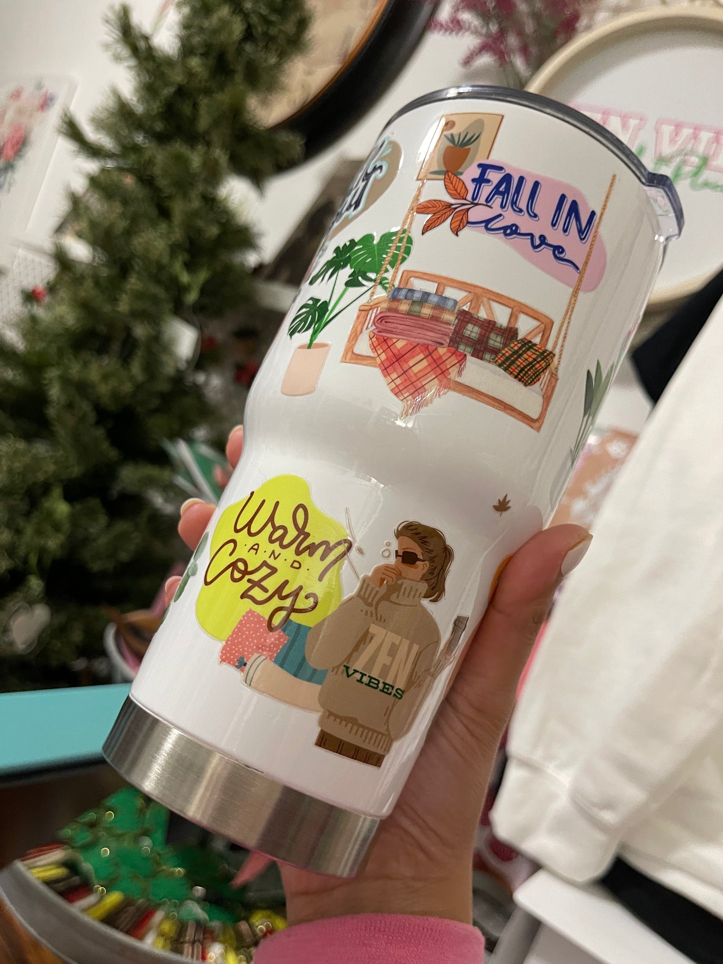 Warm+Cozy Fall Daily Reminder Insulated Tumbler with Lid | Hot/Cold | 30fl oz | White