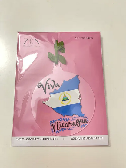 Viva Nicaragua Flag Ornament | RoundClearAcrylic | Accessories | NEW DESIGN