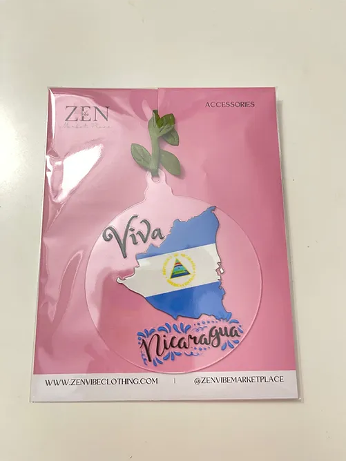 Viva Nicaragua Flag Ornament | RoundClearAcrylic | Accessories | NEW DESIGN