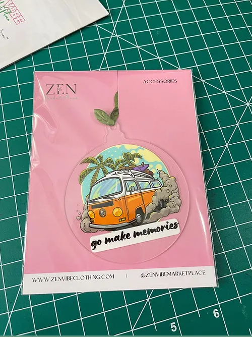 Orange MiniVan GoMakeMemories Ornament | RoundClearAcrylic | Accessories