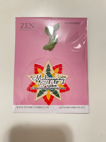 Ornaments / Parol star MaligayangPasko Ornament | RoundClear ThinAcrylic | lightweight
