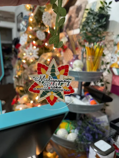 Ornaments / Parol star MaligayangPasko Ornament | RoundClear ThinAcrylic | lightweight