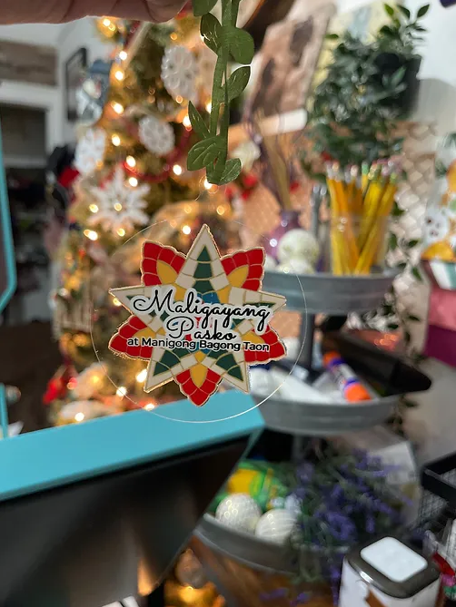 Ornaments / Parol star MaligayangPasko Ornament | RoundClear ThinAcrylic | lightweight