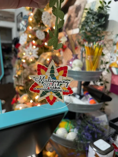 Ornaments / Parol star MaligayangPasko Ornament | RoundClear ThinAcrylic | lightweight