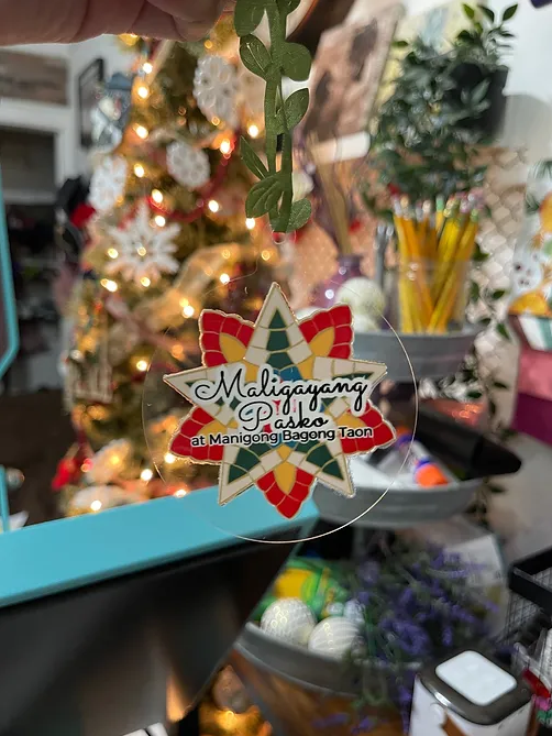 Ornaments / Parol star MaligayangPasko Ornament | RoundClear ThinAcrylic | lightweight