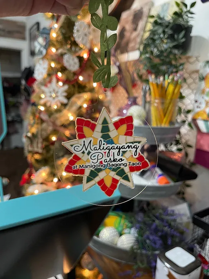 Ornaments / Parol star MaligayangPasko Ornament | RoundClear ThinAcrylic | lightweight