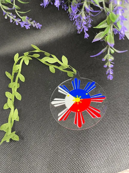 Pinoy Sun Flag Ornament | design on both sides | RoundClearAcrylic | Accessories