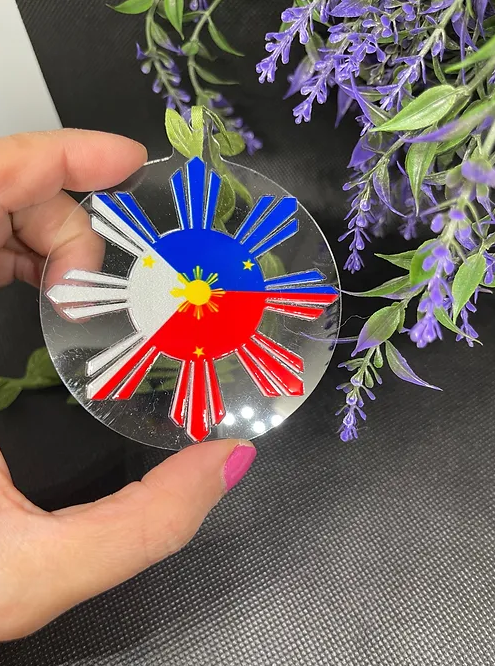 Pinoy Sun Flag Ornament | design on both sides | RoundClearAcrylic | Accessories