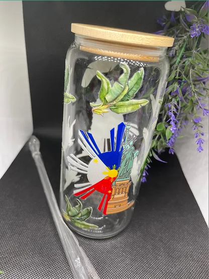 Pinoy In NYC Tropical beercan glasscup set | 20 oz | for cold drinks only