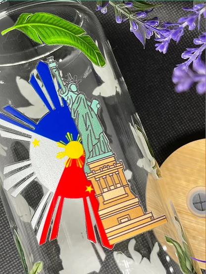 Pinoy In NYC Tropical beercan glasscup set | 20 oz | for cold drinks only