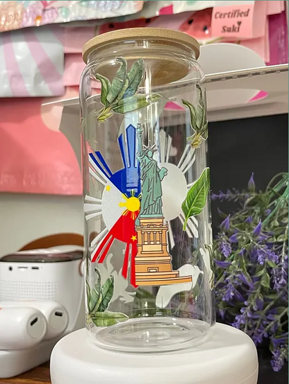 Pinoy In NYC Tropical beercan glasscup set | 20 oz | for cold drinks only