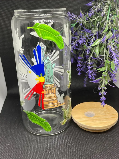 Pinoy In NYC Tropical beercan glasscup set | 20 oz | for cold drinks only