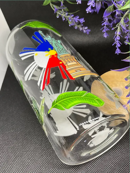 Pinoy In NYC Tropical beercan glasscup set | 20 oz | for cold drinks only