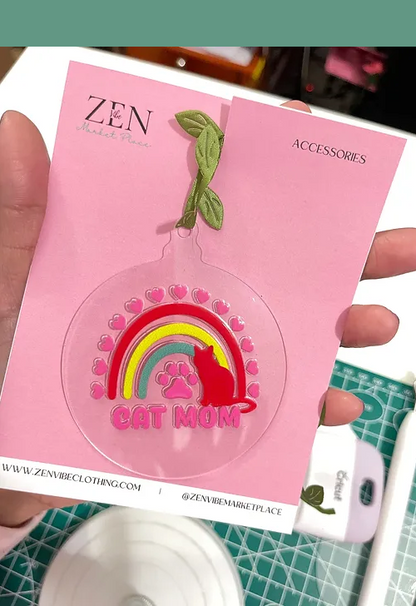 Cat Mom Boho Arches Ornament | RoundClearAcrylic | Accessories | Animals
