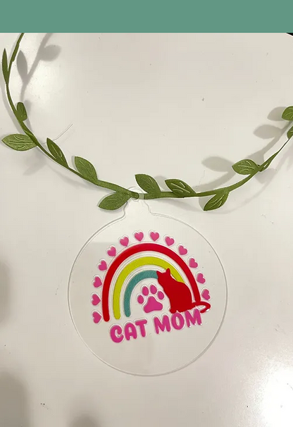 Cat Mom Boho Arches Ornament | RoundClearAcrylic | Accessories | Animals