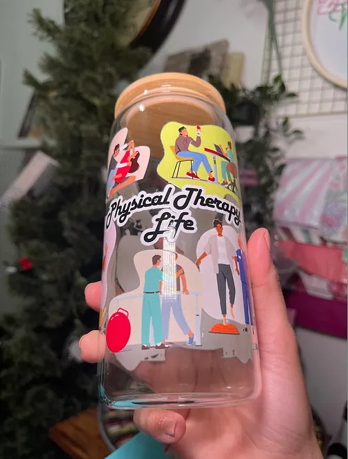 Physical Therapy Life beer can glass cup set  exercises | 20 fl oz