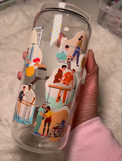 Physical Therapy Life beer can glass cup set  exercises | 20 fl oz