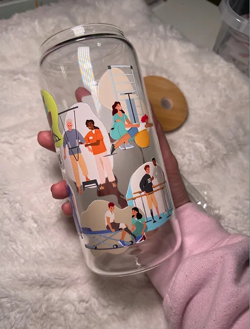 Physical Therapy Life beer can glass cup set  exercises | 20 fl oz
