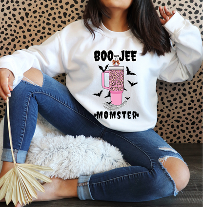 BOO-JEE pink leopard tumbler MOMSTER Sweatshirt | Adult Unisex | full chest print