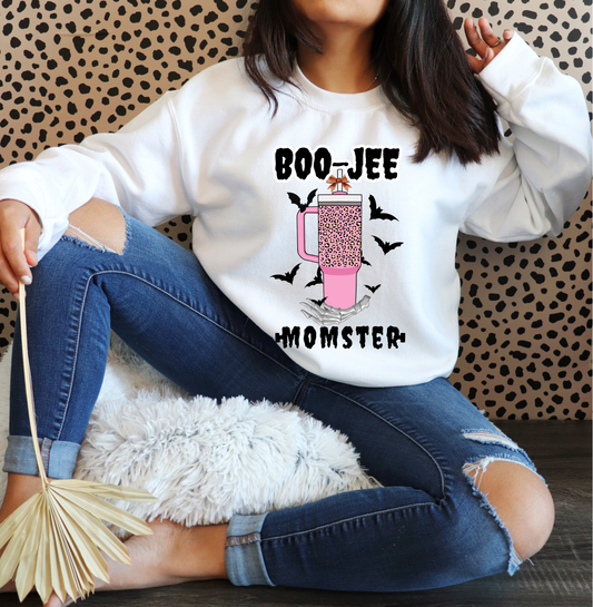 BOO-JEE pink leopard tumbler MOMSTER Sweatshirt | Adult Unisex | full chest print