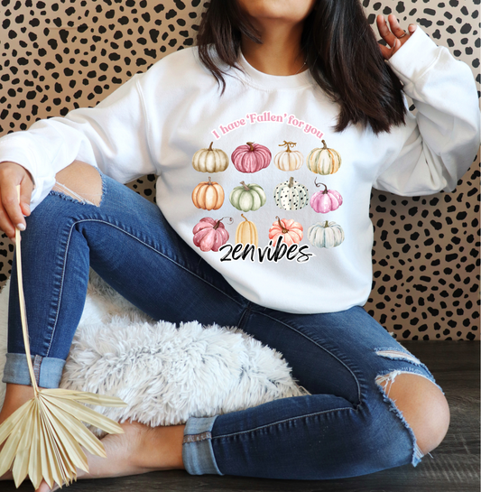I have fallen for you-Zen Vibes sweatshirt | pink pumpkins | adult unisex size