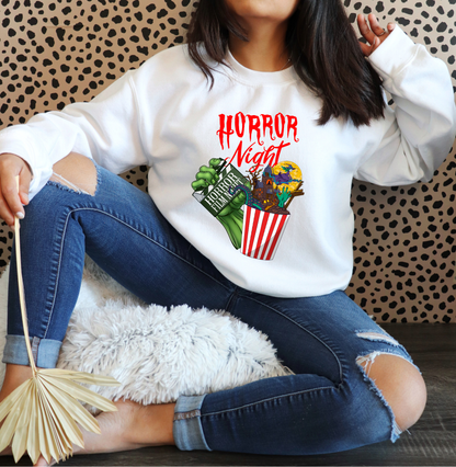 Horror Night scary popcorn sweatshirt | Adult Unisex